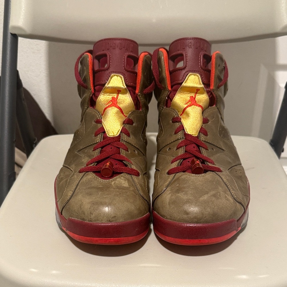 Jordan Sneakers - Olive, Red, and Yellow